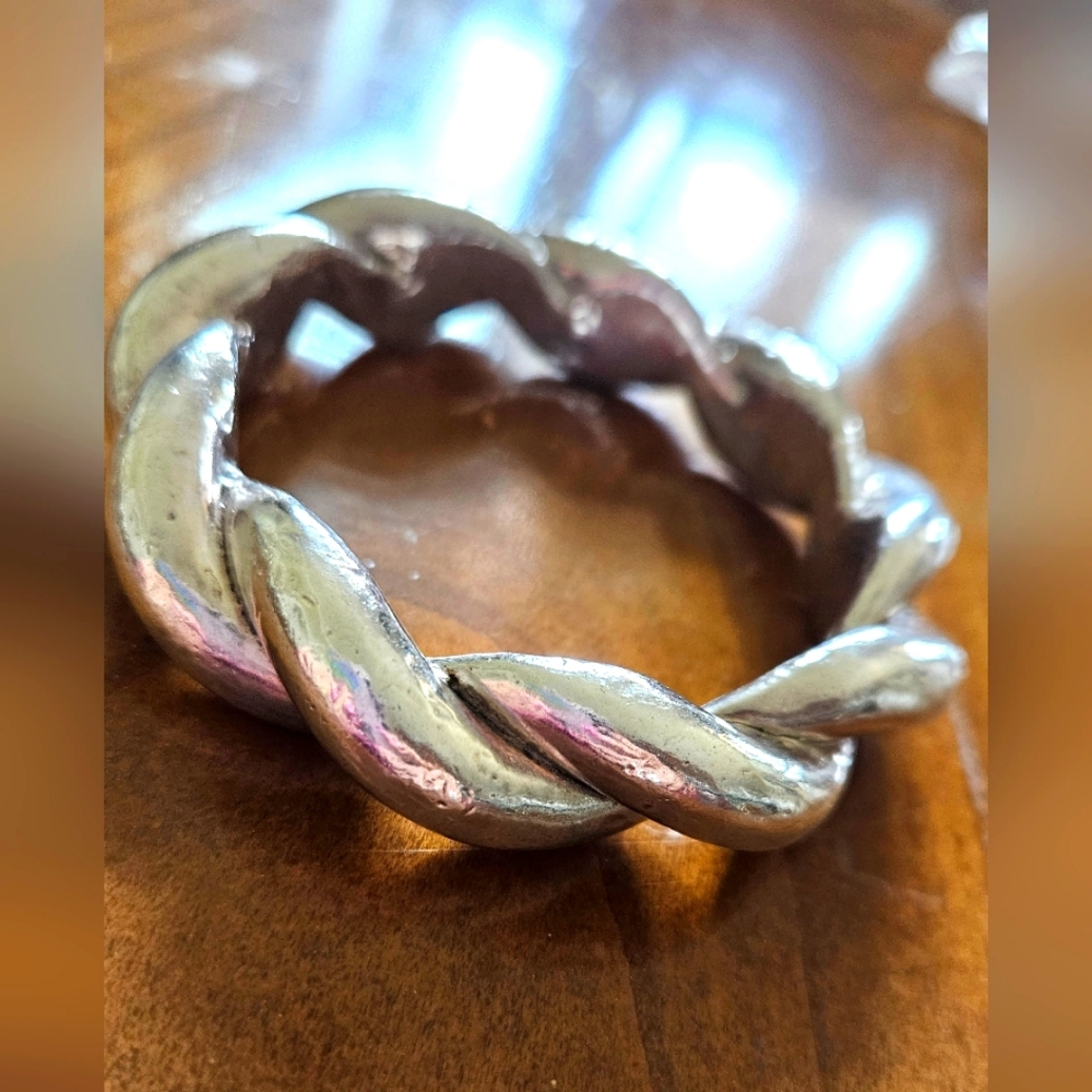 Silver 925 Handmade Twisted Bangle Bracelet 40 gms